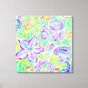Cute abstract colorful spring flowers canvas print