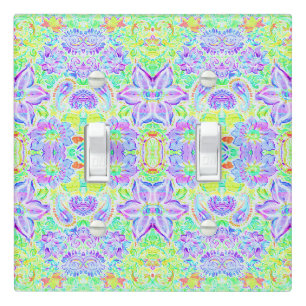 Cute abstract colorful spring flowers light switch cover