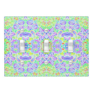 Cute abstract colorful spring flowers light switch cover