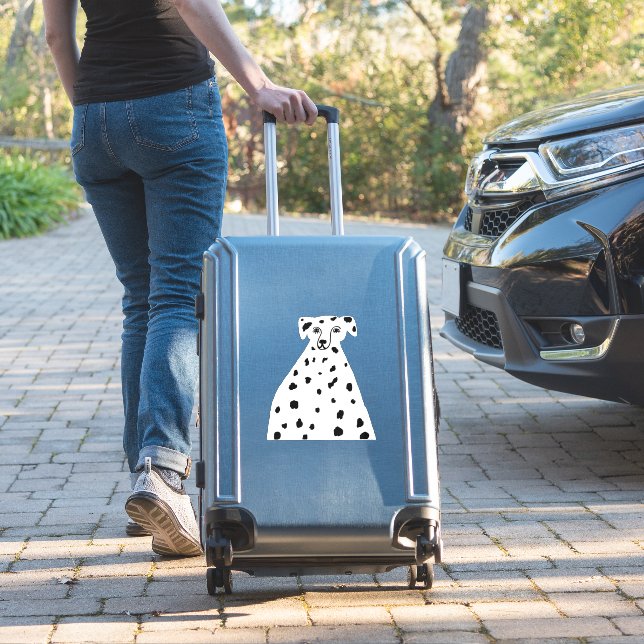 Cute Abstract Dalmatian Spotted Dog Illustration Sticker (Suitcase Insitu)
