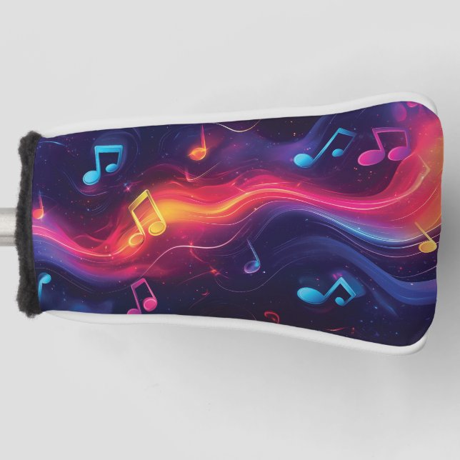 Cute abstract design of floating musical notes golf head cover (Front)