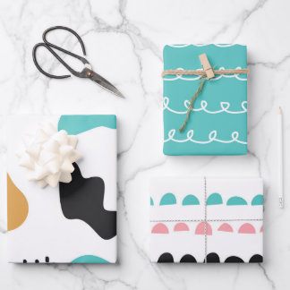 Cute Abstract Doodle Stripes Stones Wrapping Paper Sheets