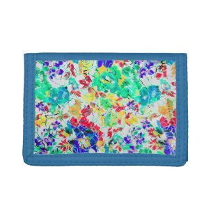 Cute abstract floral pattern jigsaw puzzle trifold wallet