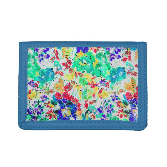 Cute abstract floral pattern jigsaw puzzle trifold wallet (Front)