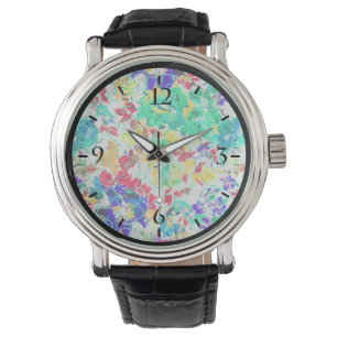 Cute abstract floral pattern jigsaw puzzle watch