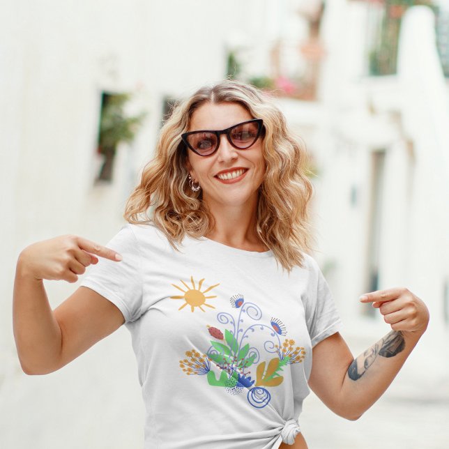 Cute Abstract Flowers and Sun T-Shirt (Creator Uploaded)