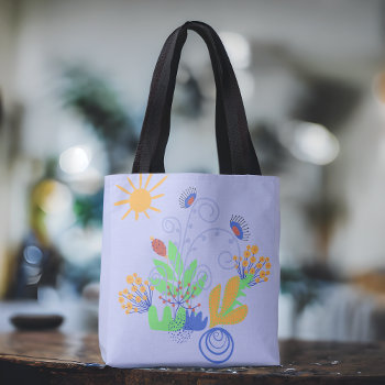 Cute Abstract Flowers On Light Purple Tote Bag by Gingezel at Zazzle