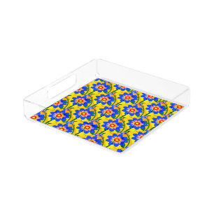 Cute Abstract Flowers Pattern Acrylic Tray