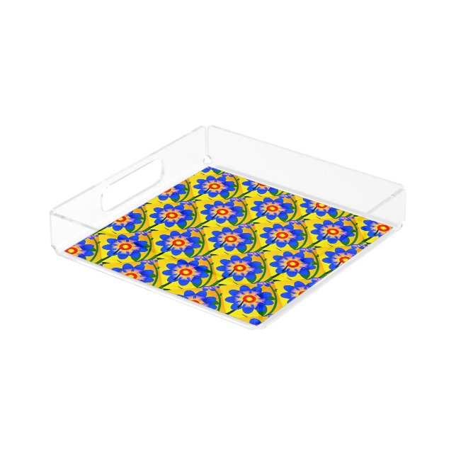 Cute Abstract Flowers Pattern Acrylic Tray (Angled)