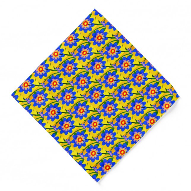 Cute Abstract Flowers Pattern Bandana (Front)