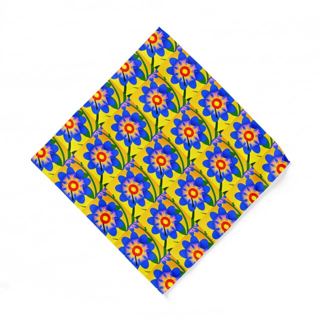 Cute Abstract Flowers Pattern Bandana (Front)