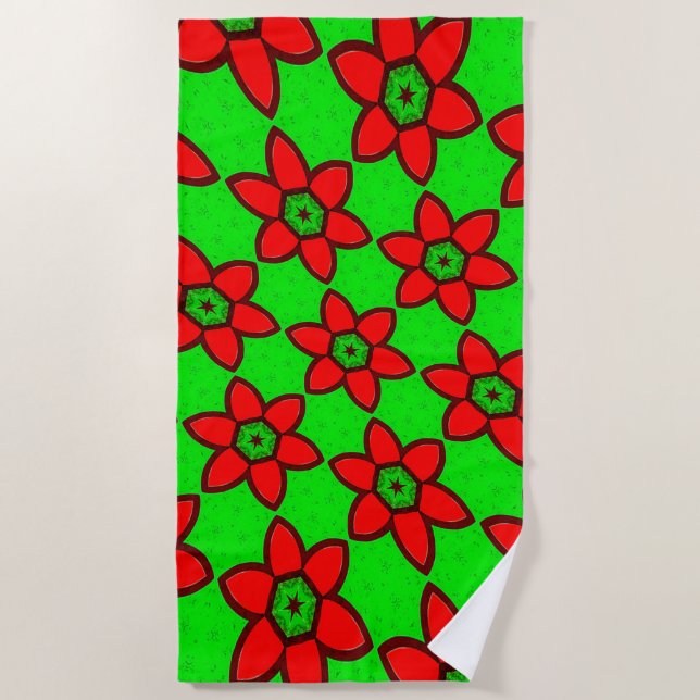 Cute Abstract Flowers Pattern Beach Towel (Front)
