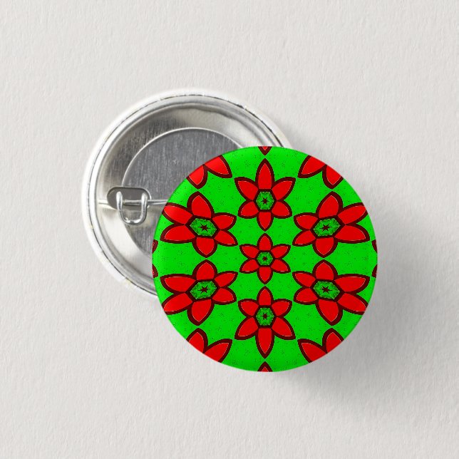 Cute Abstract Flowers Pattern Button (Front & Back)