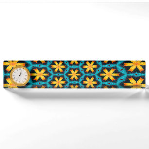 Cute Abstract Flowers Pattern Desk Name Plate