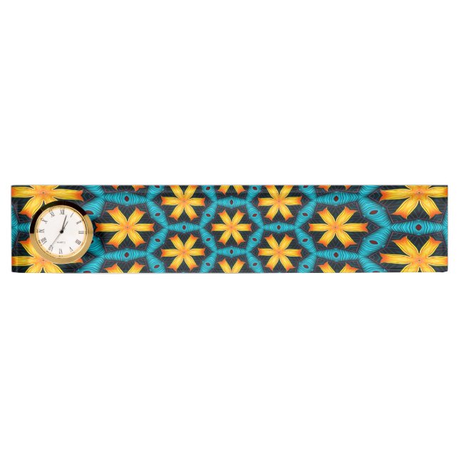 Cute Abstract Flowers Pattern Desk Name Plate (Front)