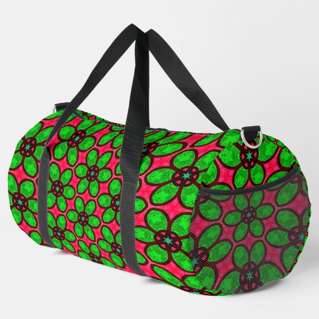 Cute Abstract Flowers Pattern Duffle Bag (Right Corner)