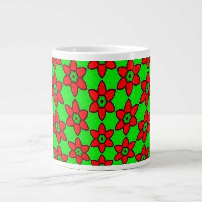 Cute Abstract Flowers Pattern Giant Coffee Mug (Front)