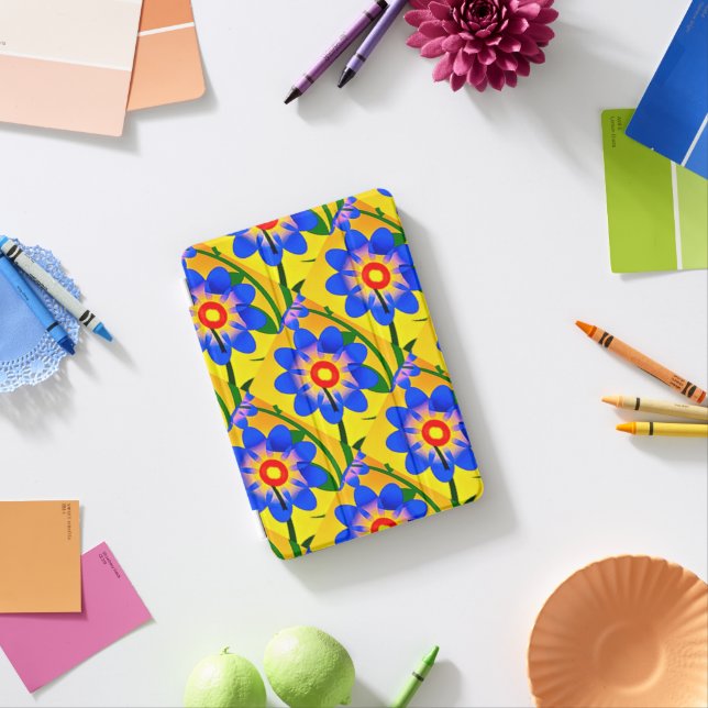 Cute Abstract Flowers Pattern iPad Mini Cover (In Situ)