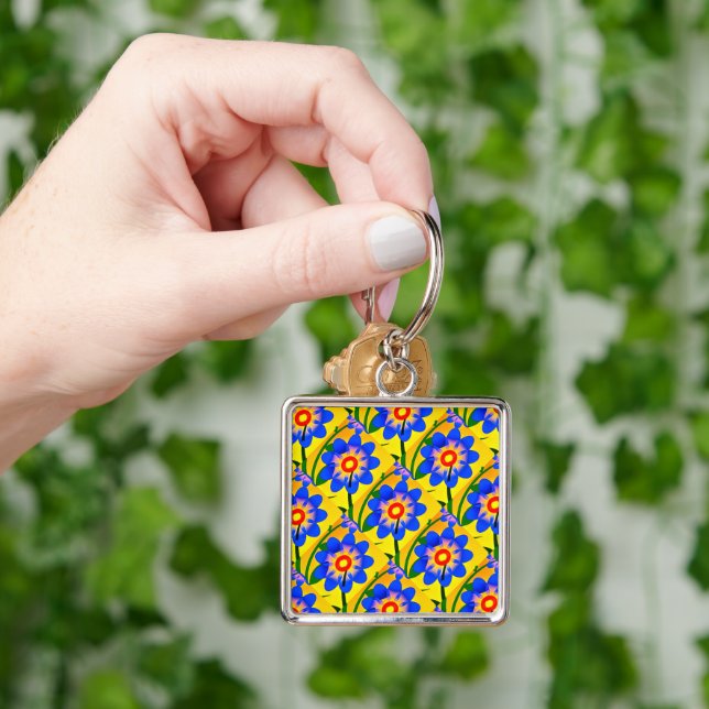 Cute Abstract Flowers Pattern Keychain (Hand)