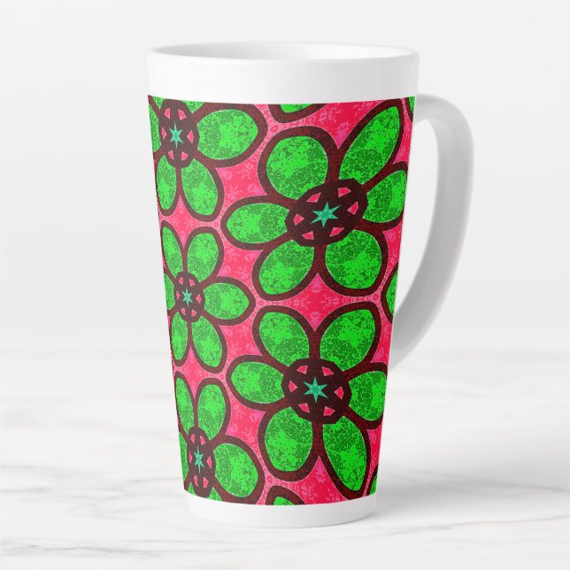 Cute Abstract Flowers Pattern Latte Mug (Right Angle)