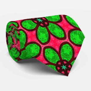 Cute Abstract Flowers Pattern Neck Tie