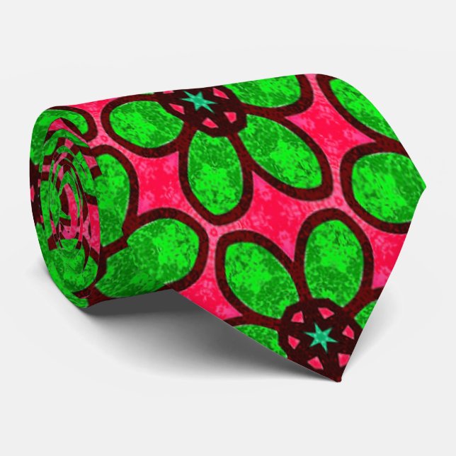 Cute Abstract Flowers Pattern Neck Tie (Rolled)