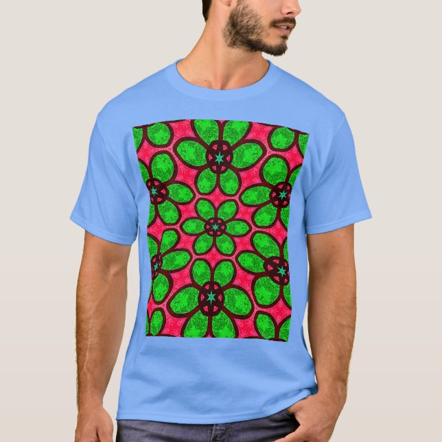 Cute Abstract Flowers Pattern T-Shirt (Front)
