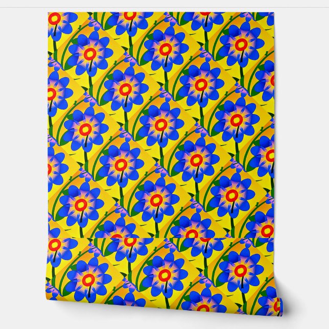Cute Abstract Flowers Pattern Wallpaper (Unrolling)