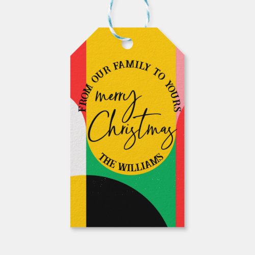 Cute Abstract Geometric Pattern Merry Christmas Gift Tags