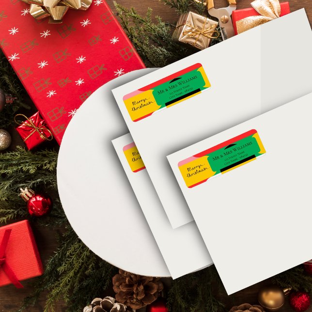 Cute Abstract Geometric Pattern Merry Christmas Label (Cute Abstract Geometric Pattern Merry Christmas Label)