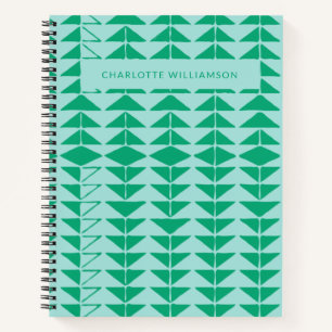 Cute Abstract Geometric Shapes in Green and Blue Notebook