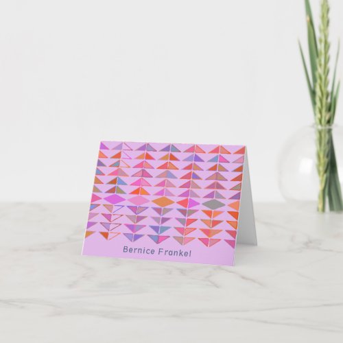 Cute Abstract Geometric Shapes Purple Personalized Note Card