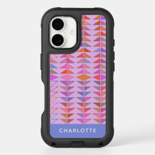 Cute Abstract Geometric Shapes Purple Personalized iPhone 16 Case