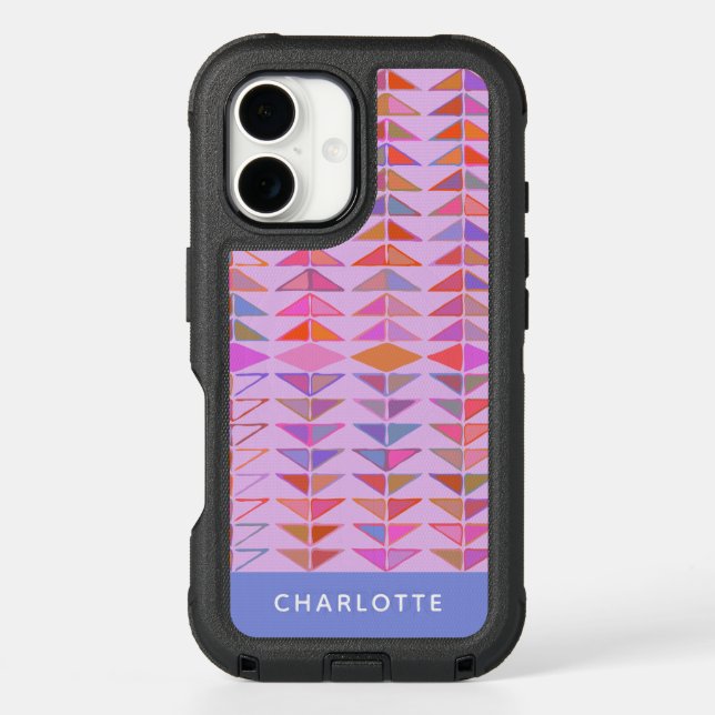 Cute Abstract Geometric Shapes Purple Personalized Otterbox iPhone Case (Back)