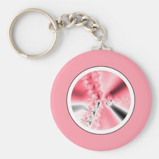 Cute Abstract Girly Pink Fractal Keychain
