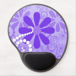 Cute Abstract Girly Purple Retro Flowers Gel Mouse Pad