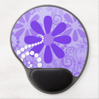 Cute Abstract Girly Purple Retro Flowers Gel Mouse Pad