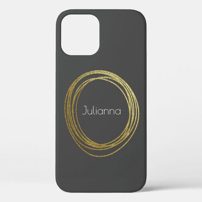 Cute Abstract Gold Glitter Personalized Black Case-Mate iPhone Case (Back)