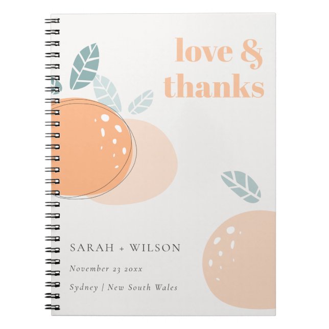 Cute Abstract Green Orange Fruity Bold Wedding Notebook (Front)