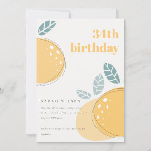 Cute Abstract Lemon Fruity Bold Any Age Birthday Invitation