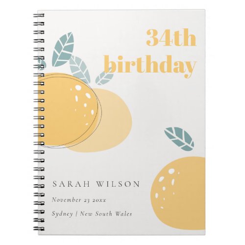 Cute Abstract Lemon Fruity Bold Any Age Birthday Notebook
