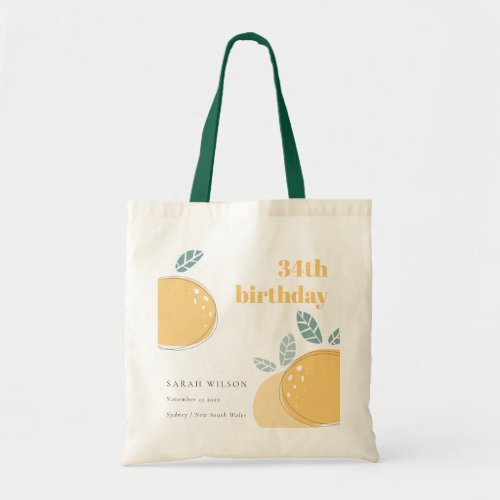 Cute Abstract Lemon Fruity Bold Any Age Birthday Tote Bag