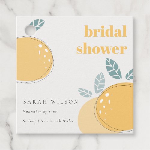Cute Abstract Lemon Fruity Bold Bridal Shower Favor Tags
