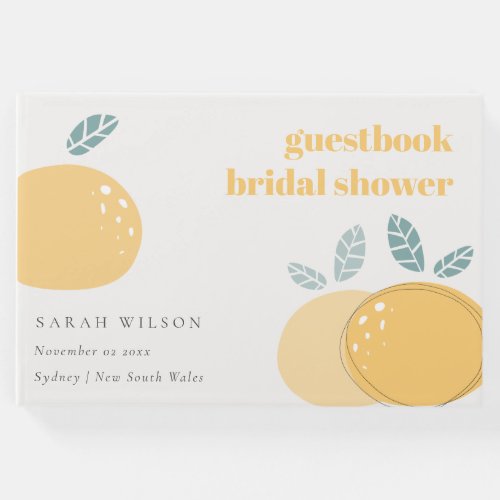 Cute Abstract Lemon Fruity Bold Bridal Shower Guest Book