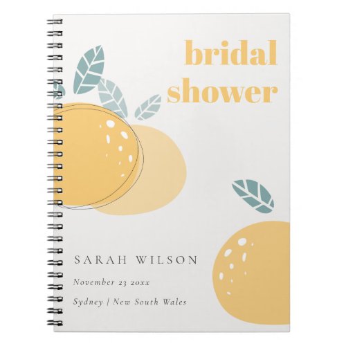 Cute Abstract Lemon Fruity Bold Bridal Shower  Notebook