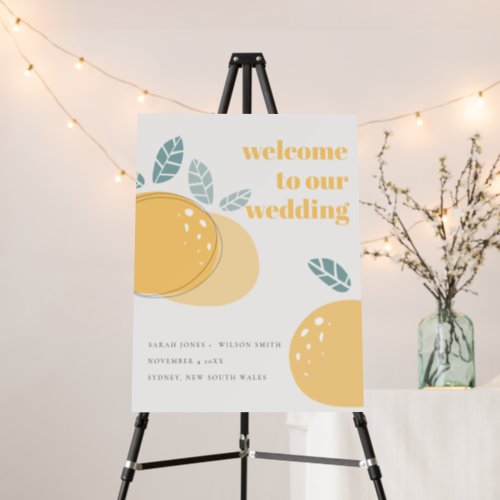 Cute Abstract Lemon Fruity Bold Wedding Welcome Foam Board