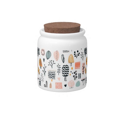 Cute Abstract Lines Creative Funny Hand Draw Candy Jar