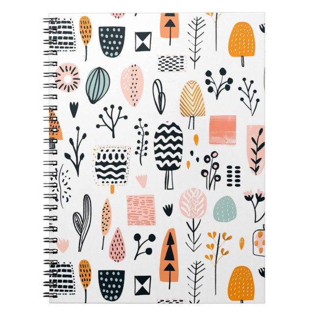 Cute Abstract Lines Creative Funny Hand Draw Notebook (Front)