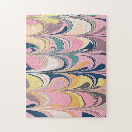 Cute Abstract Marble Paint Swirl in Pink Jigsaw Puzzle