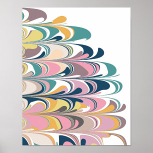 Cute Abstract Marble Paint Swirl in Pink Poster